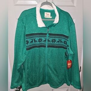 NWT Faded Glory Nordic Christmas Print Zip-up Sweater Jacket Plus Sz 3X 22W 24W